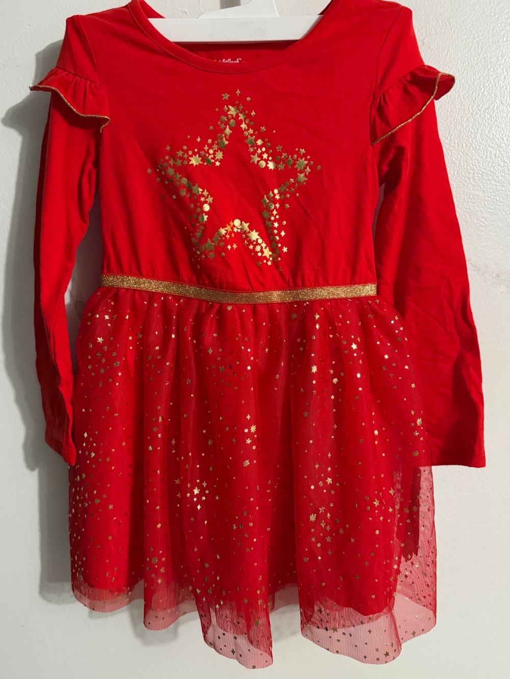 Kids Red Star Tulle Dress with Gold Accents -XS 4/5